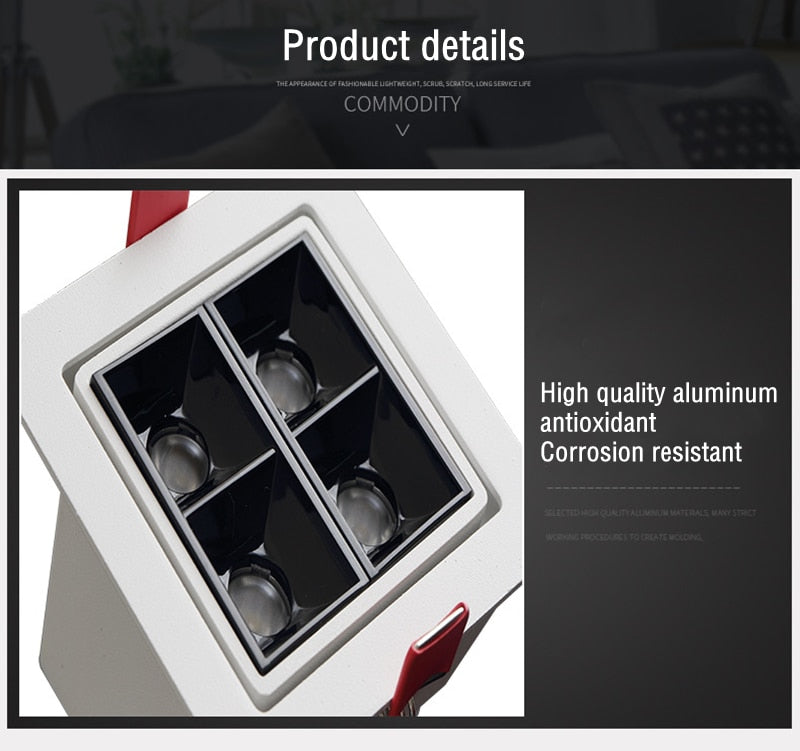 Thick Aluminum Adjustable Angle Recessed LED Spot Lighting 220V 110V Bedroom Kitchen Indoor Downlight 8W 16W 32W Ceiling light