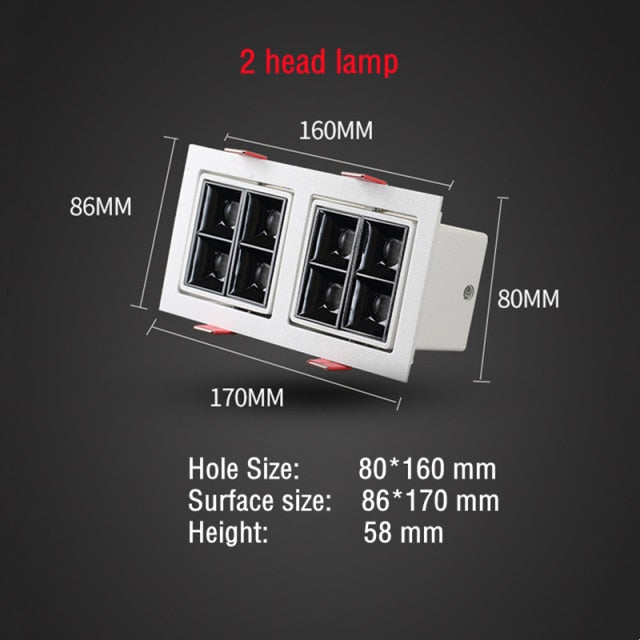 Thick Aluminum Adjustable Angle Recessed LED Spot Lighting 220V 110V Bedroom Kitchen Indoor Downlight 8W 16W 32W Ceiling light