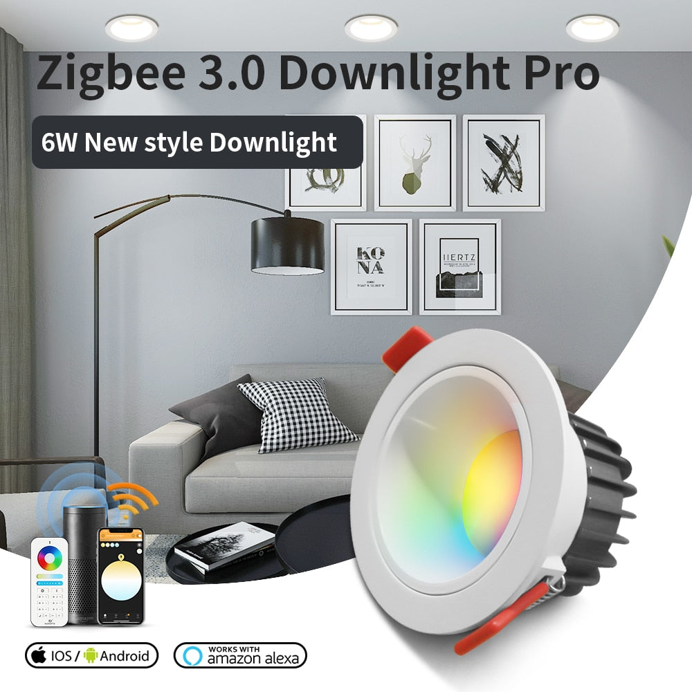 Gledopto Zigbee 3.0 LED Downlight 6W Pro Spot Light Dimmable Color Temperature RGB For Indoor Lighting Decoration Bedroom Toilet