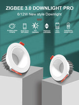 Gledopto Zigbee 3.0 Smart RGBCCT LED Downlight Pro 6W/12W Waterproof Rating IP54 Work With Tuya APP/Voice/RF Remote Control