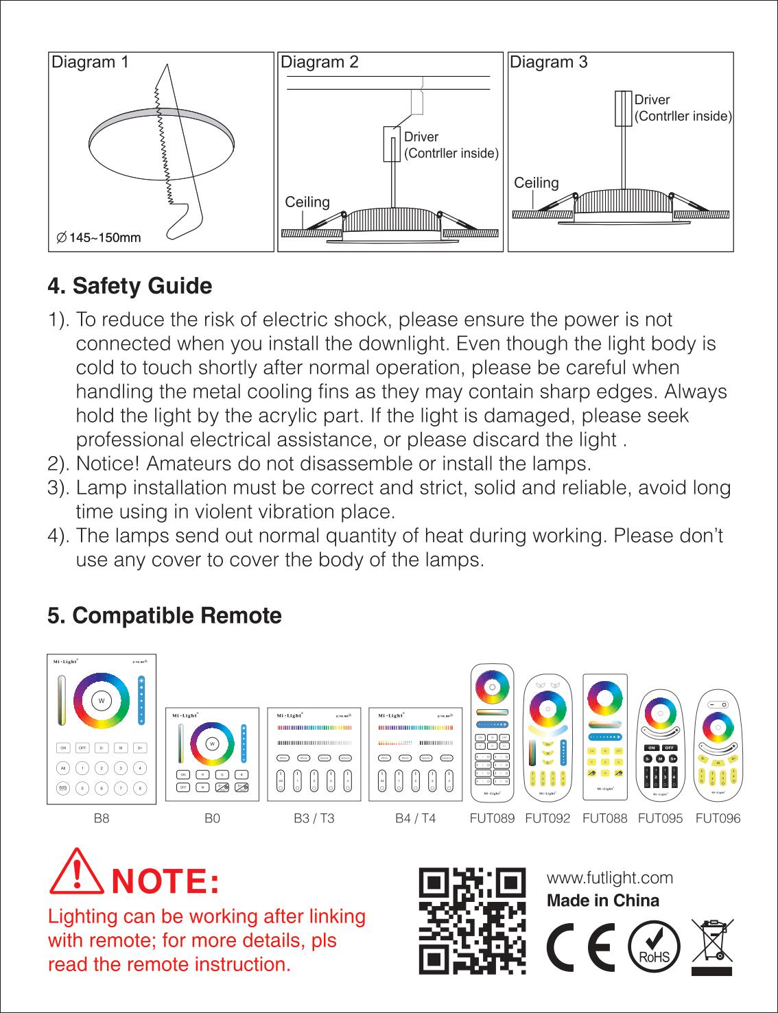 Miboxer LED Downlight 12W RGB CCT FUT066 Round AC 100V-240V Brightness Adjustable Smart LED Living Room Light Bedroom Downlight