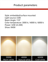 LED downlight square spotlight 32W embedded ceiling downlight bedroom living room aisle restaurant home lighting lighting