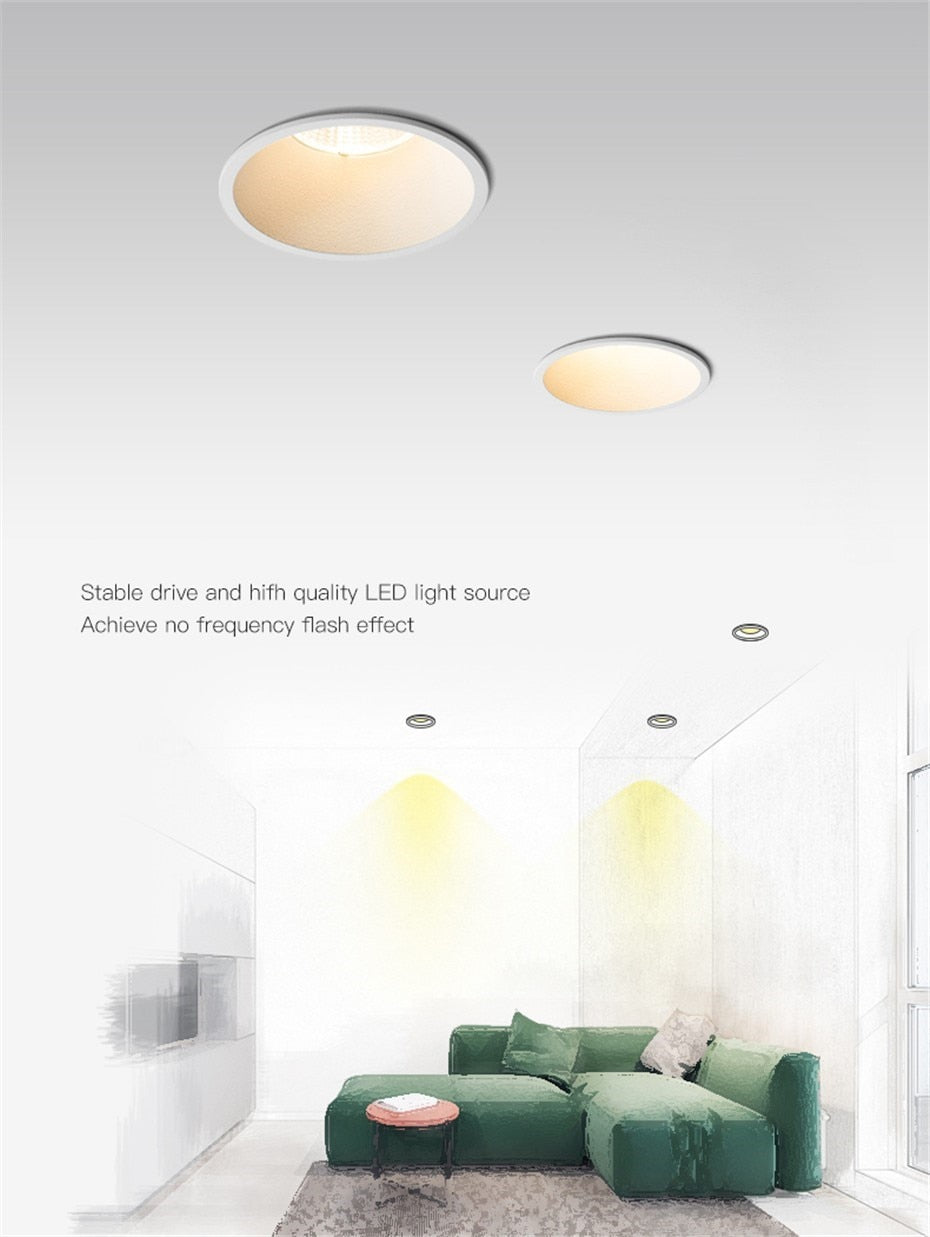 Dimmable LED Recessed spot light Narrow Border Downlight living room spotlight 7W 12W 15W downlight minimalist bedroom light