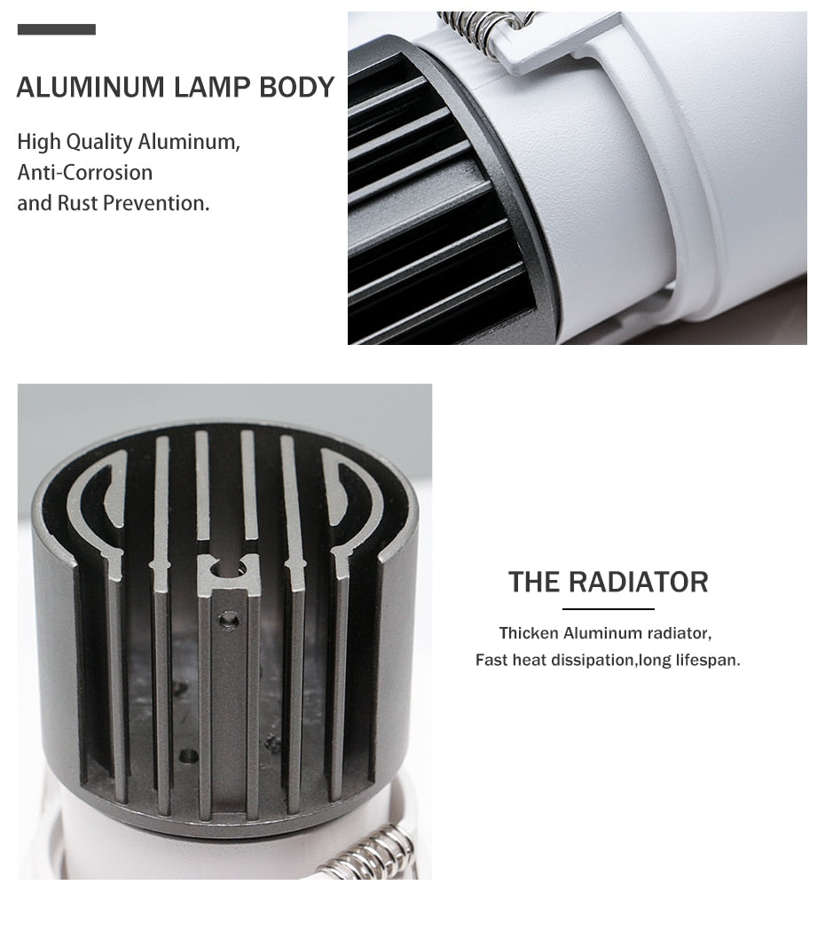 Dimmable LED Recessed spot light Narrow Border Downlight living room spotlight 7W 12W 15W downlight minimalist bedroom light