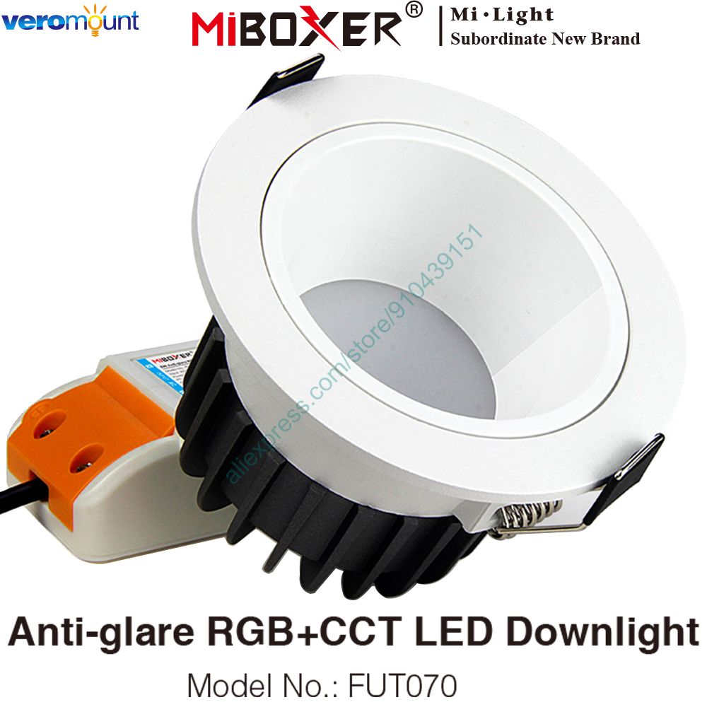 MiBoxer 6W Anti-glare RGB+CCT LED Downlight Dimmable Ceiling 110V 220V 60 Degree Angle 2.4G RF Remote WiFi Voice Control FUT070