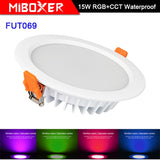 Miboxer living room 15W RGB + CCT LED downlight FUT069 round AC 100V-240V dimmable wireless wifi control LED ceiling downlight