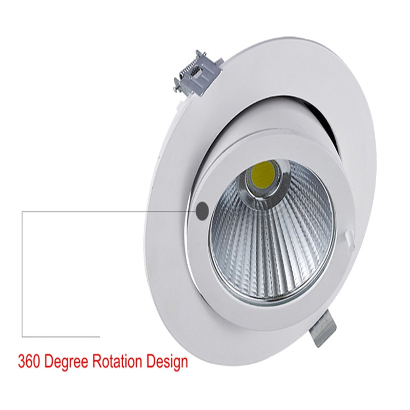 Dimmable LED downlight 10W 15W 25W 30W adjustable 360 led light warm white natural white cold white Trunk downlight AC85-260V