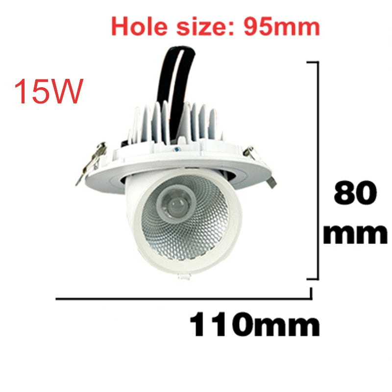 Dimmable LED downlight 10W 15W 25W 30W adjustable 360 led light warm white natural white cold white Trunk downlight AC85-260V