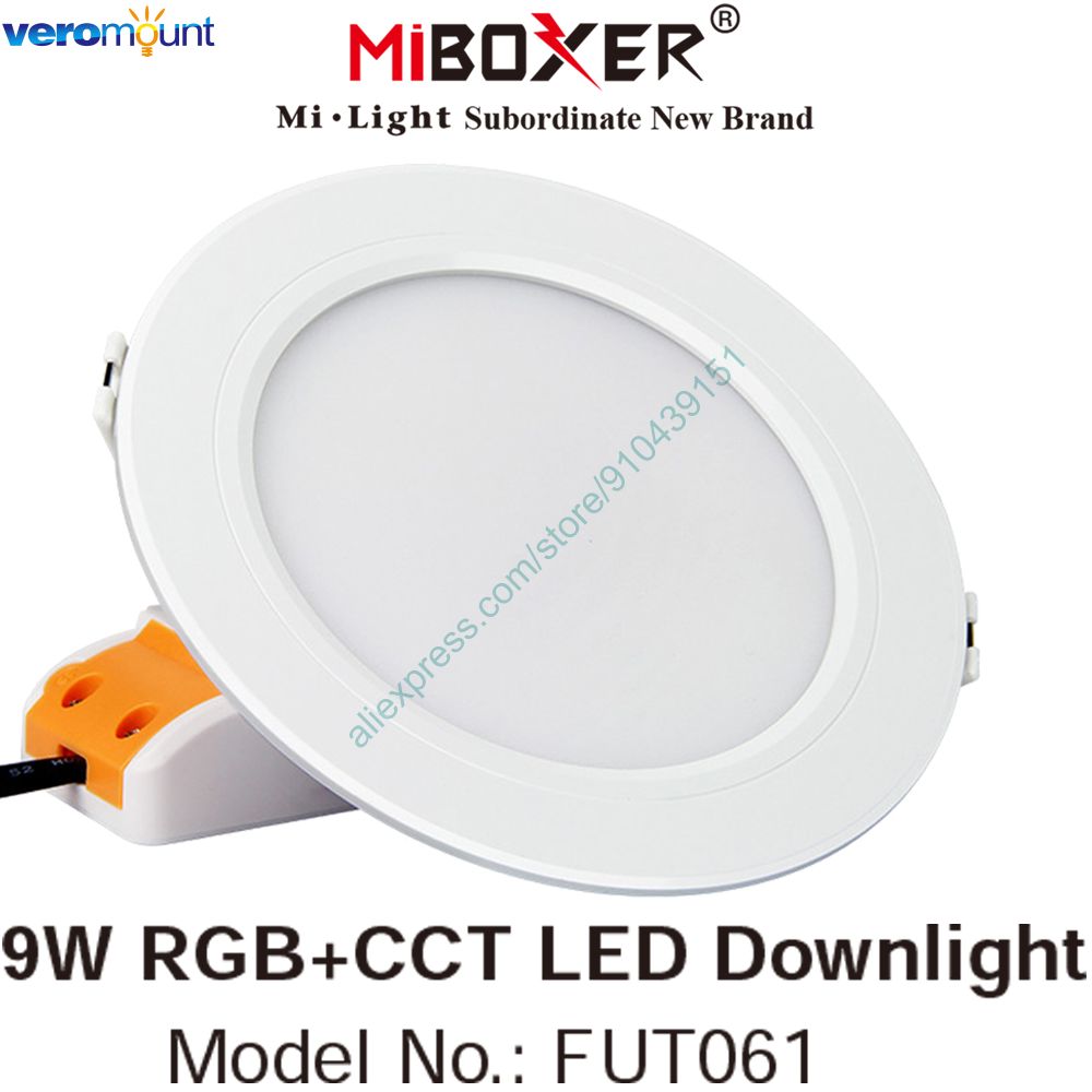 MiBoxer FUT061 9W Smart RGB+CCT LED Recessed Ceiling Downlight AC110V 220V 2700K~6500K 2.4G RF Wireless Remote WiFi APP Control