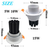Dimmable 15/45/60 Degree Zoom Focusing 360 Degree Rotation LED COB Downlight 5W 10W 15W LED Spotlight Led Light Bulb 110V 220V