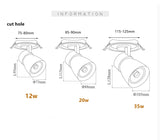 Dimmable Embedded COB Ceiling 12W 20W 35W AC85-265V Rotate 360 Degrees LED Downlight Home Lighting