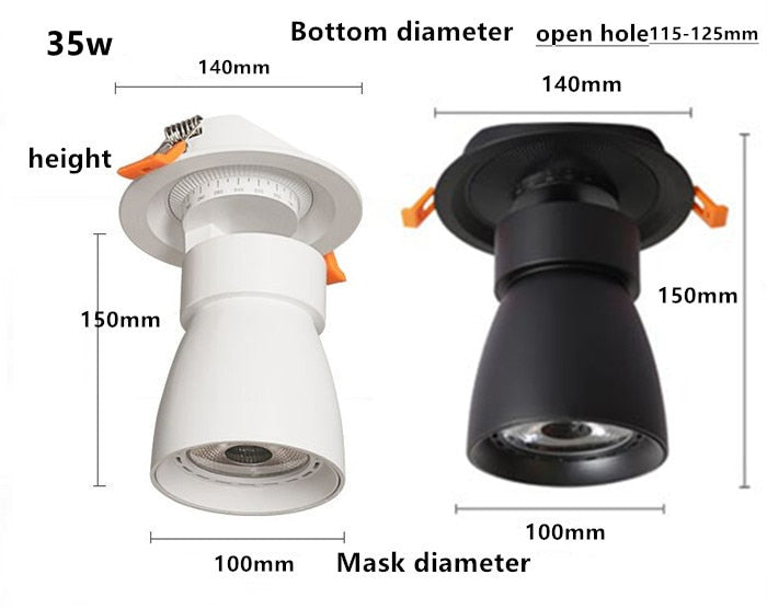 Dimmable Embedded COB Ceiling 12W 20W 35W AC85-265V Rotate 360 Degrees LED Downlight Home Lighting