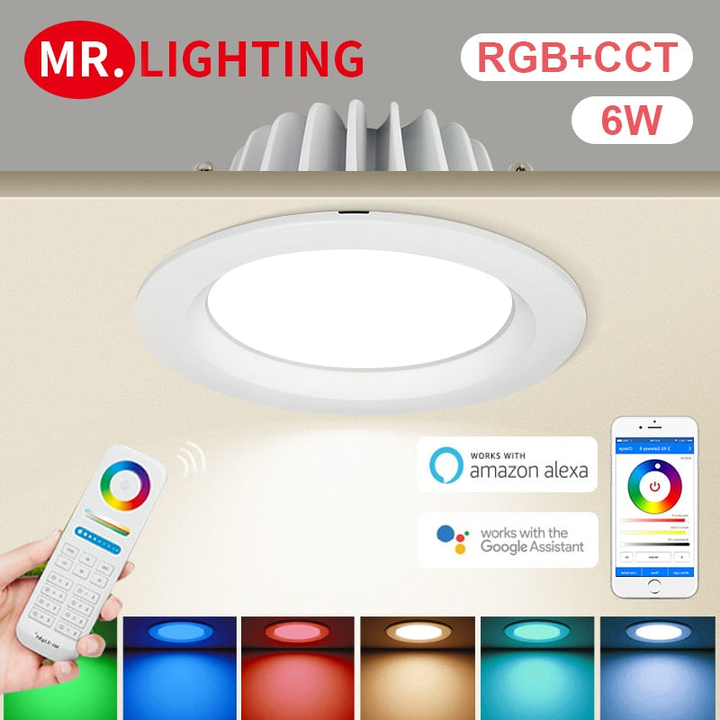 LED Round Brightness adjustable Miboxer 6W RGB+CCT Waterproof LED Downlight FUT063 AC 100V-240V