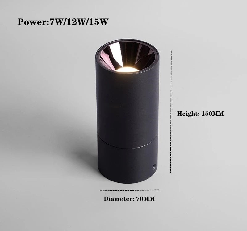 Dimmable LED downlight surface mounted COB LED ceiling spotlight 7W 12W 15W LED light background wall lighting AC85-265V