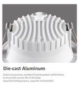 Embedded Anti-glare Narrow Side LED Downlight Embedded LED Spotlight Lamps 7W 12W 20W 30W Round White Focos Led for Exhibition