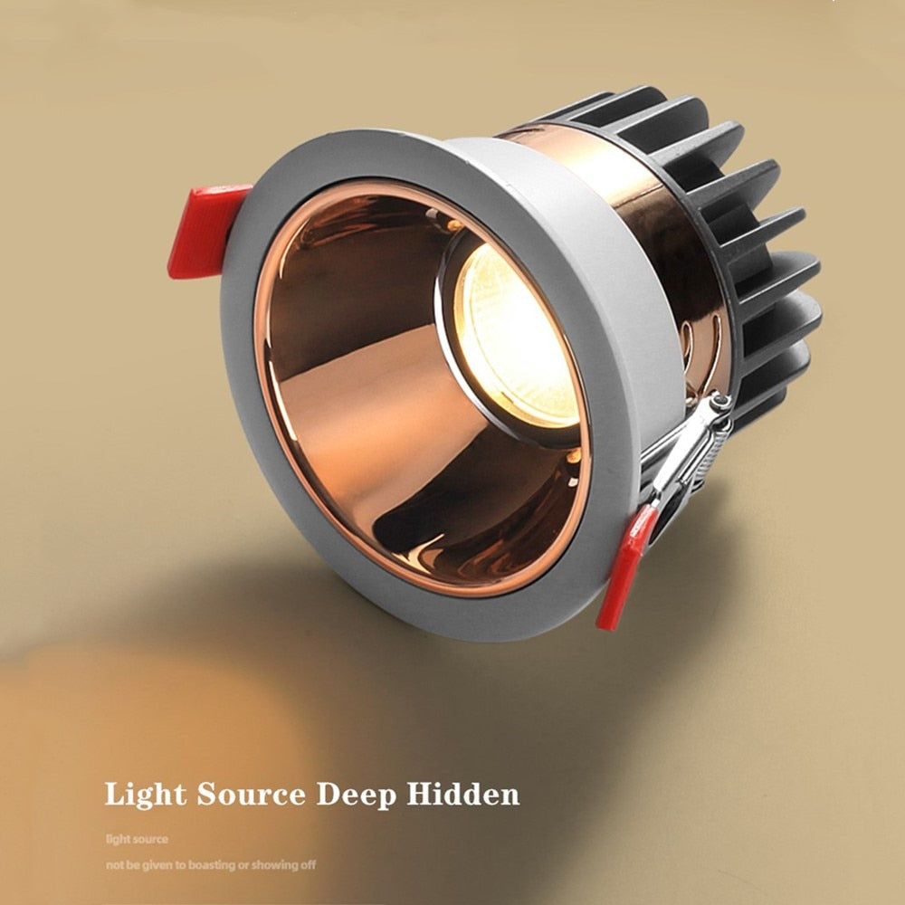 Anti-Glare Downlight7W 12W 15W Dimmable LED lamp Recessed Spotlight Warm White Natural Cool White Light AC85-265 Indoor lighting