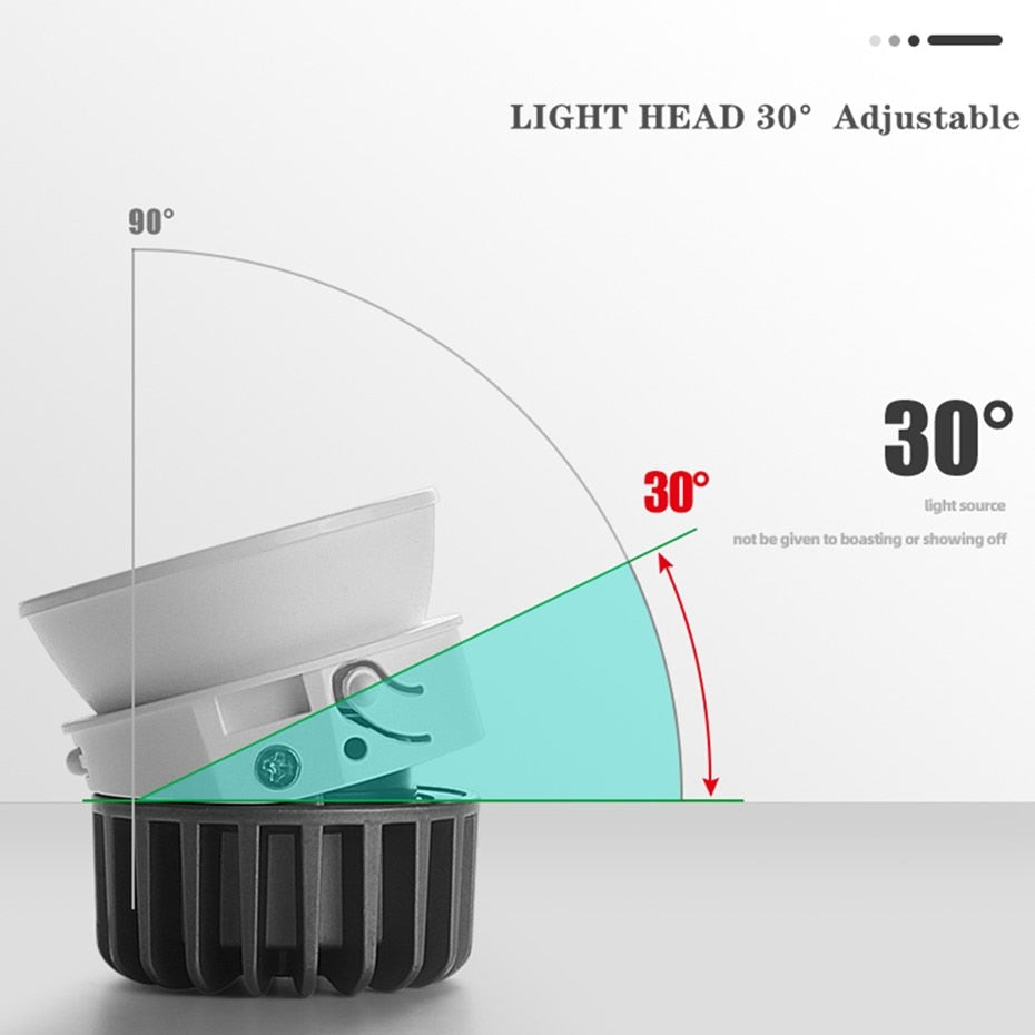 Anti-Glare Downlight7W 12W 15W Dimmable LED lamp Recessed Spotlight Warm White Natural Cool White Light AC85-265 Indoor lighting