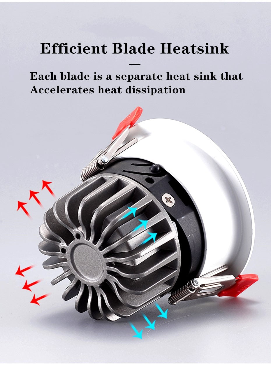 Anti-Glare Downlight7W 12W 15W Dimmable LED lamp Recessed Spotlight Warm White Natural Cool White Light AC85-265 Indoor lighting