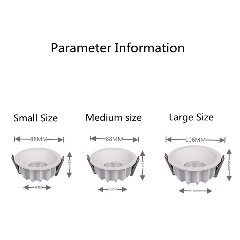 White Downlight COB Anti-Glare Narrow Frame Household Opening 7.5 CM110V 220V 5W 7W 12W 18W Ultra-Thin Embedded LED Ceiling Light