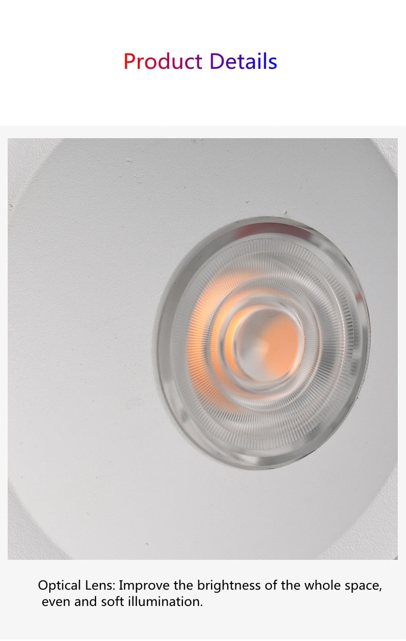 White Downlight COB Anti-Glare Narrow Frame Household Opening 7.5 CM110V 220V 5W 7W 12W 18W Ultra-Thin Embedded LED Ceiling Light