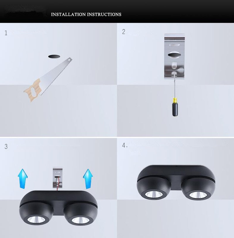 Surface Mounted Ceiling Downlights dimmable 7W 9W 14W 18W 28w 36w AC85-265V lamp COB Dimmable LED Downlights Ceiling Spot lights