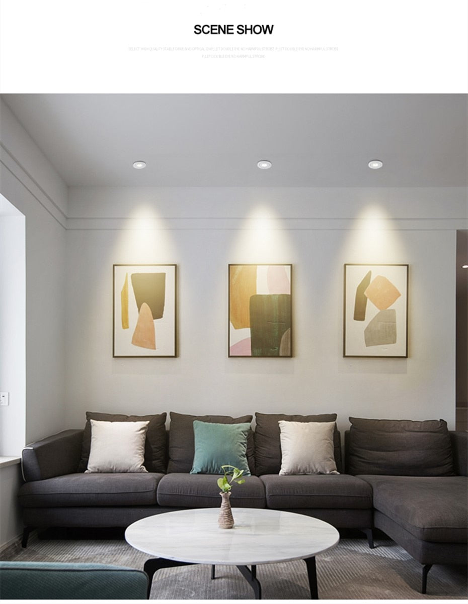 Dimmable LED Downlight 7W 12W 15W  Round Recessed Lamp AC220V 110V Bulb Bedroom Kitchen Indoor Anti Glare Spot Lighting