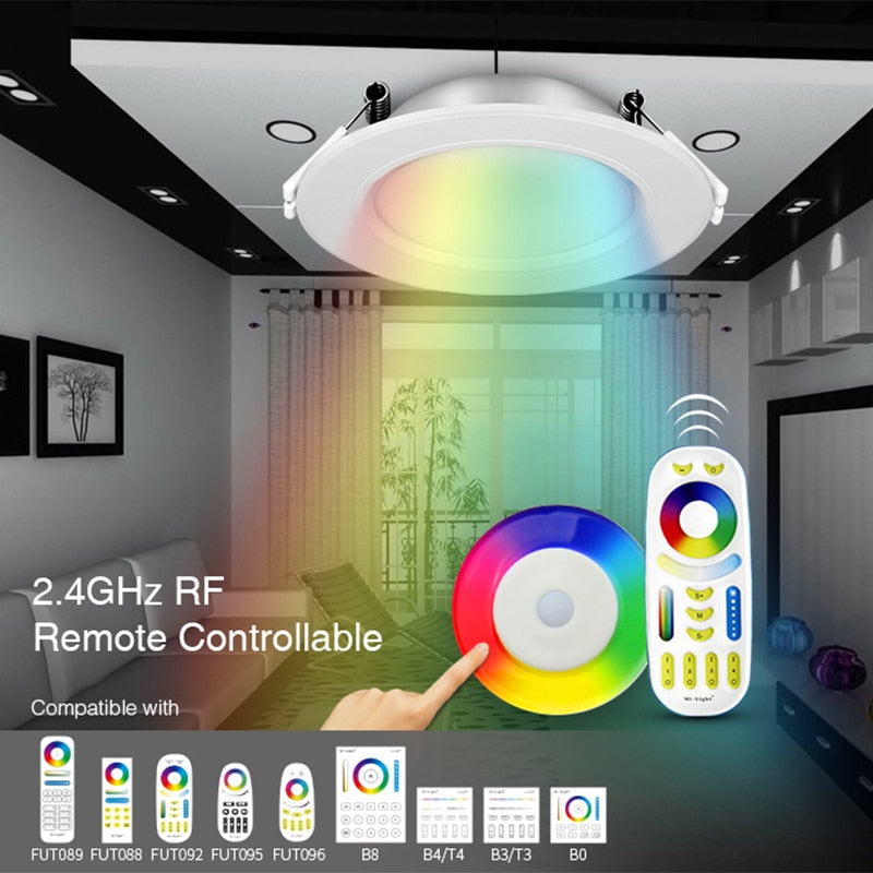 Smart LED lamp Miboxer 6W RGB + CCT LED downlight FUT068 round AC 100V-240V brightness dimmable living room bedroom downlight