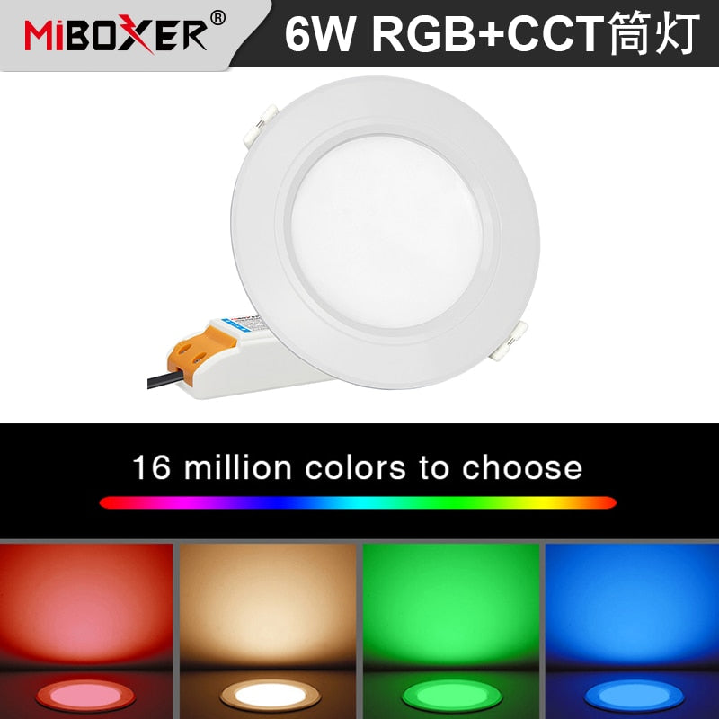 Smart LED lamp Miboxer 6W RGB + CCT LED downlight FUT068 round AC 100V-240V brightness dimmable living room bedroom downlight