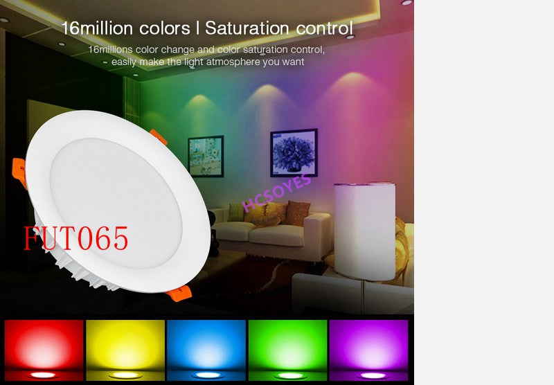 MIBOXER FUT065 18W /FUT066 12W RGB+CCT LED Downlight Brightness adjustable AC110 220V Color temperature Wireless WIFI APP