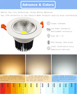 Recessed LED Downlight 3W 5W 7W 10W 12W 15W 20W 24W Spot LED DownLights Dimmable AC85-265V 220V 110V LED Spot Light