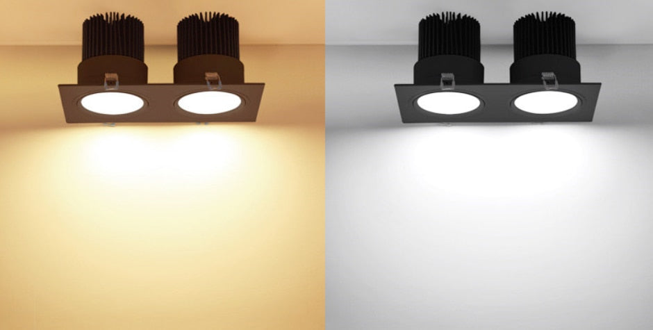 Energy saving Recessed Double LED Dimmable Downlight COB 7w 9w 12W 24W LED Spot light decoration Ceiling Lamp AC 110V 220V