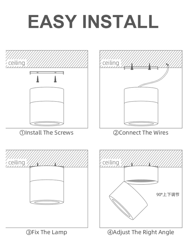 LED Surface Mounted Downlight Ceiling Spotlight Adjustable Angle Non-opening Ceiling Aisle Corridor Entrance Hallway Downlight