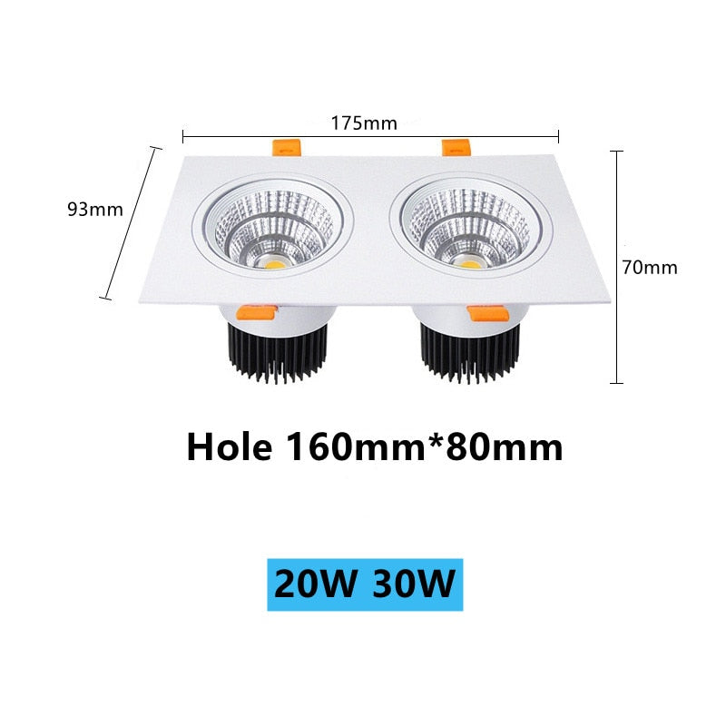 Recessed LED COB Downlight 30W Dimmable 110v 220v Ceiling Lamp 20W Spot Lights 60° For Living Room Bedroom Shop