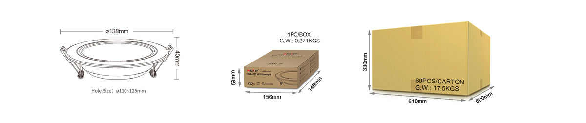 LED Downlight Spotlight Dimmable RGB+CCT 50Hz/60Hz 6W/9W/12W/15W/18W/25W MiBoxer FUT060/061/062/063/064/065/066/068/069/070/071/072