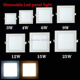 Dimmable LED Downlight 3W 4W 6W 9W 12W 15W/25W Squre Ultrathin SMD 2835 Ceiling Panel Lights white / Warm White