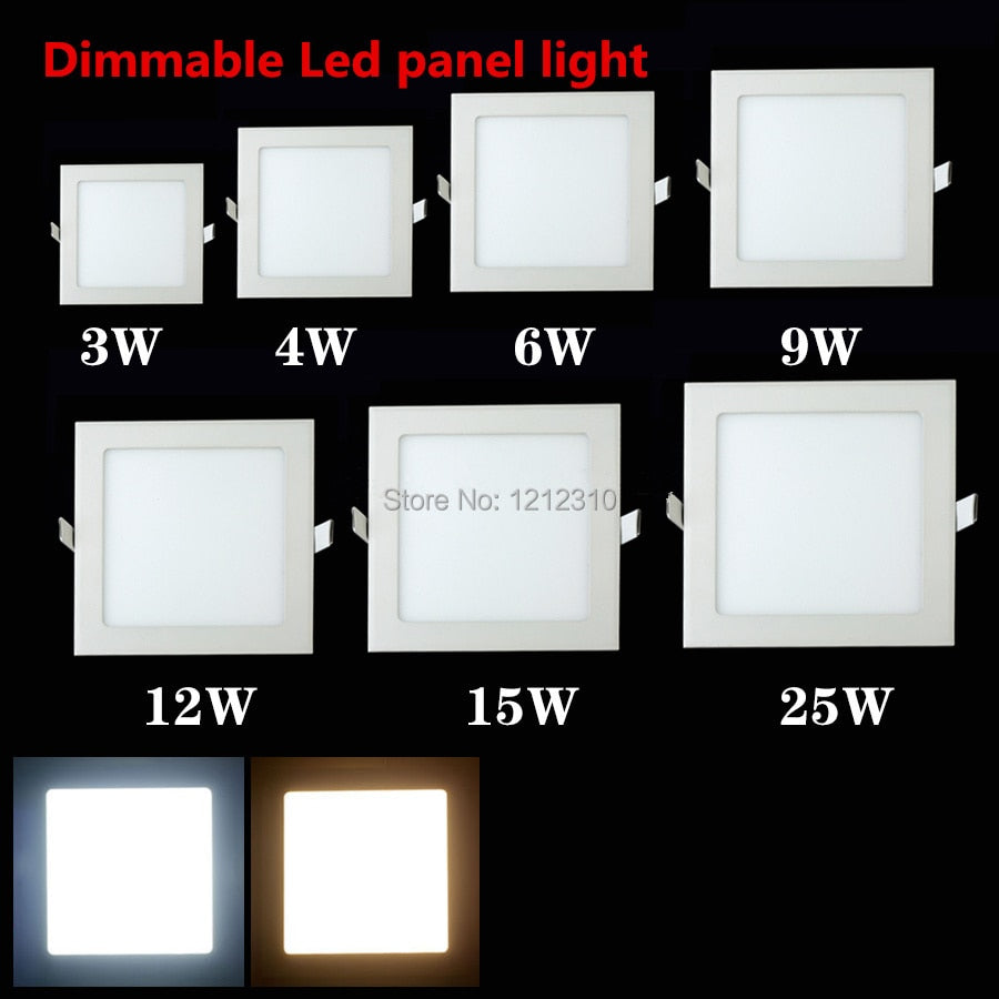 Dimmable LED Downlight 3W 4W 6W 9W 12W 15W/25W Squre Ultrathin SMD 2835 Ceiling Panel Lights white / Warm White
