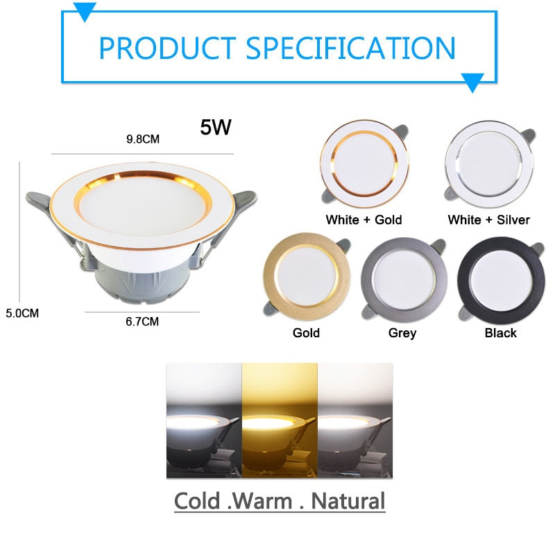 10Pcs Downlight 3w 5w spot led lights 3000k 4500K 6000K AC 220V-240V led Downlight Kitchen living room Indoor recessed lighting