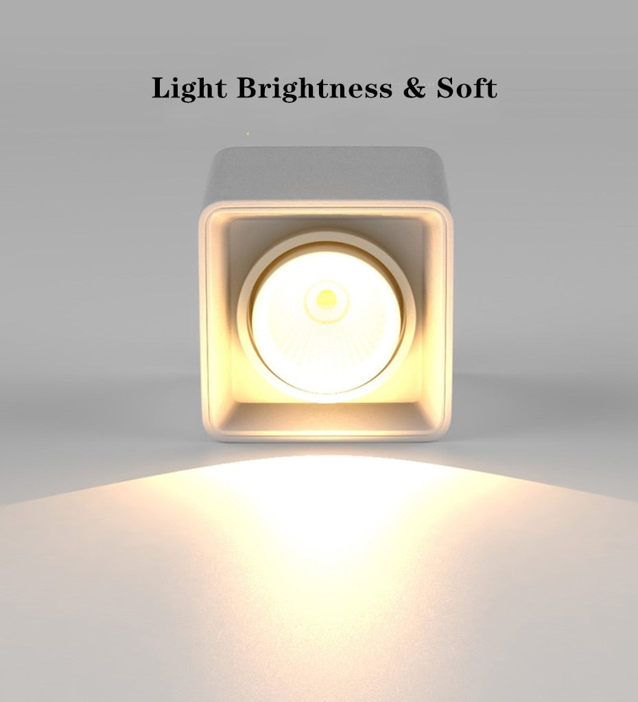 Square Dimmable Surface Mounted LED Downlights 7W COB LED Ceiling Spot Lights AC110-220V ceiling led lights Indoor Spot Lightings