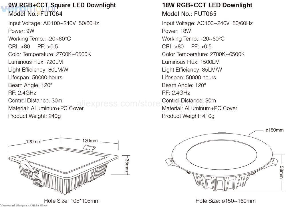 MiBoxer 6W 9W 12W 15W 18W 25W Smart RGB+CCT Wireless Remote WiFi APP Alexa Voice Control LED Downlight Dimmable Support 2.4G RF