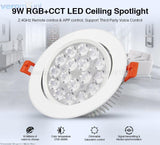 MiBoxer 6W 9W 12W 15W 18W 25W Smart RGB+CCT Wireless Remote WiFi APP Alexa Voice Control LED Downlight Dimmable Support 2.4G RF