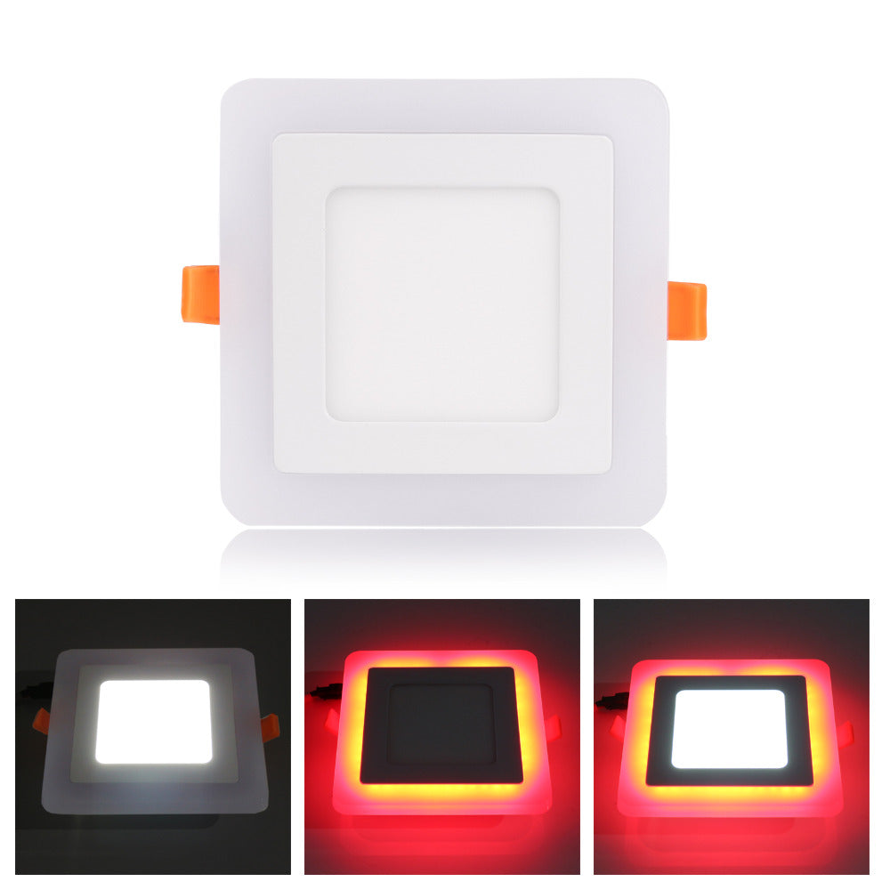 LED Panel Light 6W 9W 18W 24W Square Concealed Dual Color Cool White+Blue/Red/Pink/RGB Lamp AC100-265V Downlight