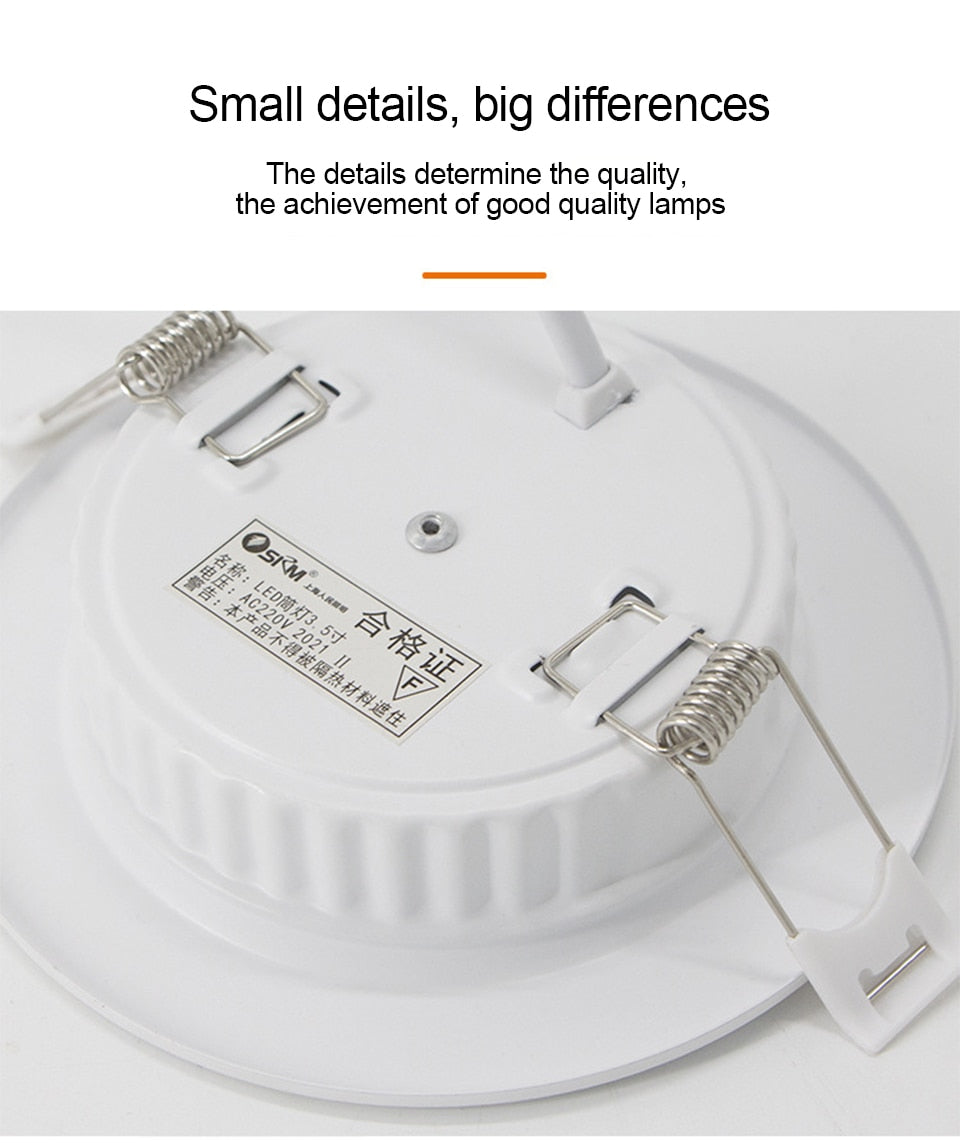 LED Embedded Downlight Ceiling Constant Current Drive Round Ultra-Thin Home Kitchen Bedroom Living Room Panel Spotlight Lighting