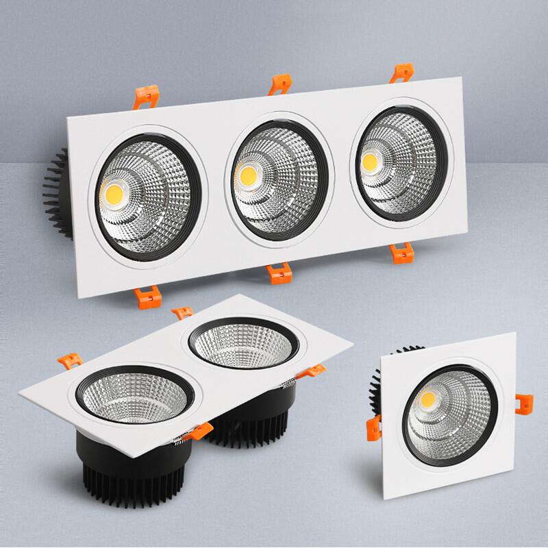 Square Dimmable led downlight lamp 7W 9W 12W 15W  cob led spot 220V / 110V ceiling recessed downlights square led panel light