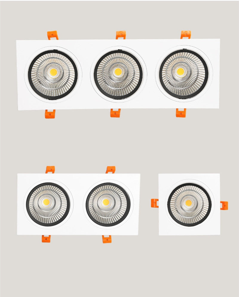 Square Dimmable led downlight lamp 7W 9W 12W 15W  cob led spot 220V / 110V ceiling recessed downlights square led panel light