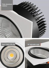 Square Dimmable led downlight lamp 7W 9W 12W 15W  cob led spot 220V / 110V ceiling recessed downlights square led panel light