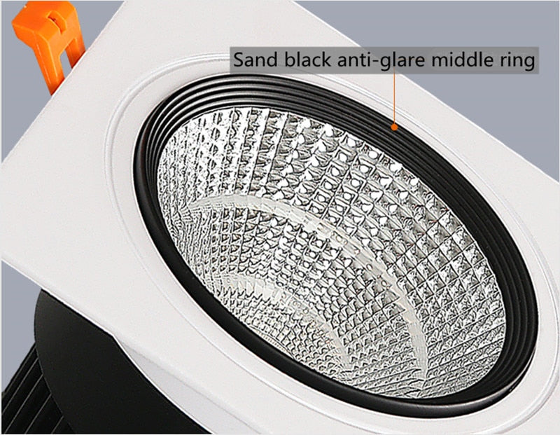 Square Dimmable led downlight lamp 7W 9W 12W 15W  cob led spot 220V / 110V ceiling recessed downlights square led panel light