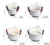 Angle Adjustable Deep Anti-Glare LED COB Recessed Downlight 9W 12W 15W 20W Round White LED Ceiling Spot Light Pic Background