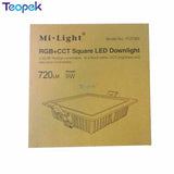 Mi.light 9W RGB+CCT Square LED Downlight FUT064 AC100~240V,FUT089 8-Zone RGB+CCT Remote Controller + WL-iBox1
