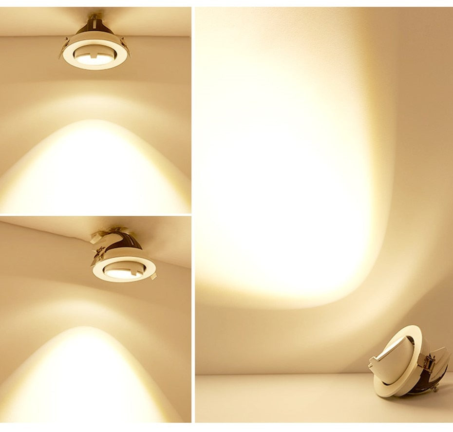 Recessed LED Downlight Ceiling Light 360° Rotating Spotlight Dimmable Led Lamp Suitable For Indoor Lighting In Dining Living Room