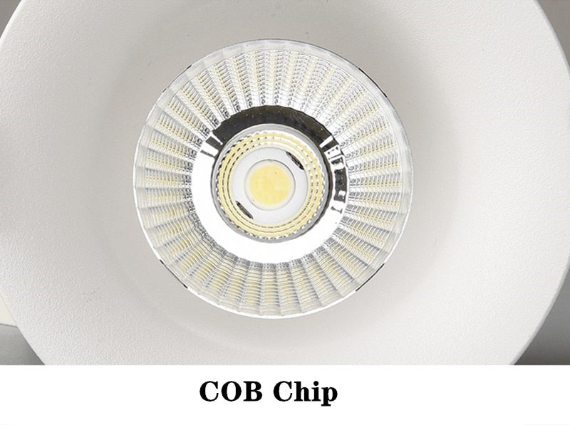 Dimmable LED COB Spotlight Ceiling Lamp AC85-265V 7W 12W 15W 18w Aluminum Recessed Downlights Round